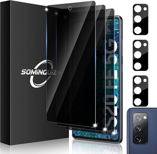 3+3 Pack for Samsung Galaxy S20 FE 5G Privacy Screen Protector & Phone Camera by SOMINGUIZN