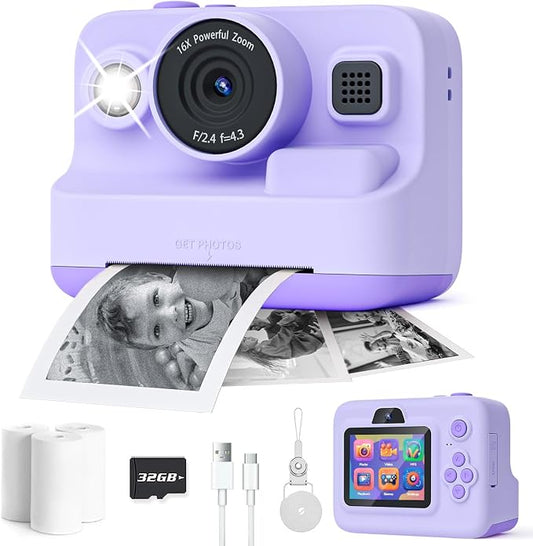 Instant Print Camera for Kids, 2.4 Inch Screen Kids Instant Cameras, Christmas by Dylanto
