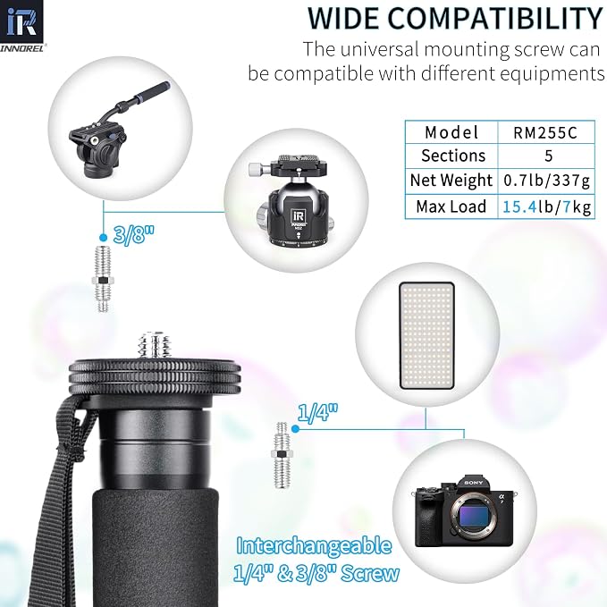 Carbon Fiber Camera Monopod INNOREL RM255C Professional Portable Compact - Image 2