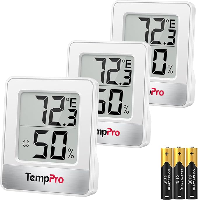 TempPro TP49 3 Pieces Digital Hygrometer Indoor Thermometer Humidity Meter Mini by TempPro