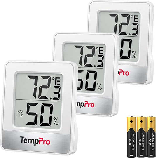 TempPro TP49 3 Pieces Digital Hygrometer Indoor Thermometer Humidity Meter Mini by TempPro