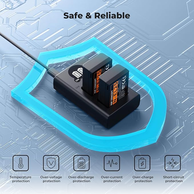 K&F CONCEPT 1600mAh EN-EL25 Battery 2-Pack EN-EL25A Battery and Dual LCD - Image 5