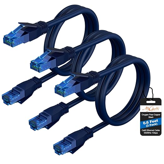 Cat6 Ethernet Cable 0.6 FT, Snagless Short Cat 6 Patch Cord, RJ45 Pure Copper by Mygatti