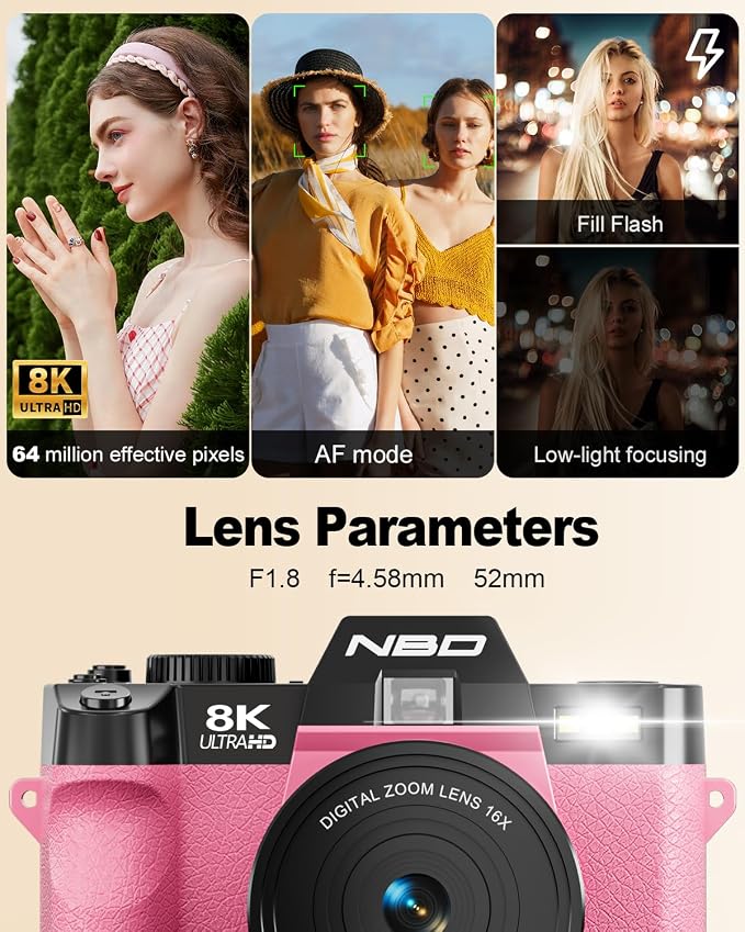NBD 8K Digital Cameras for Photography, 64MP Camara Fotograficas, Travel - Image 8