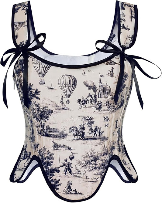 SCARLET DARKNESS Bustier Tops for Women Renaissance Floral Lace Up Bodyshaper by SCARLETDARKNESS