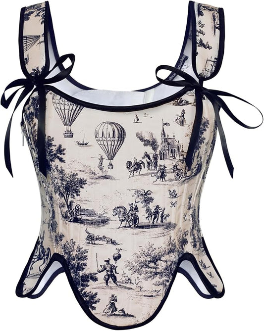 SCARLET DARKNESS Bustier Tops for Women Renaissance Floral Lace Up Bodyshaper by SCARLETDARKNESS