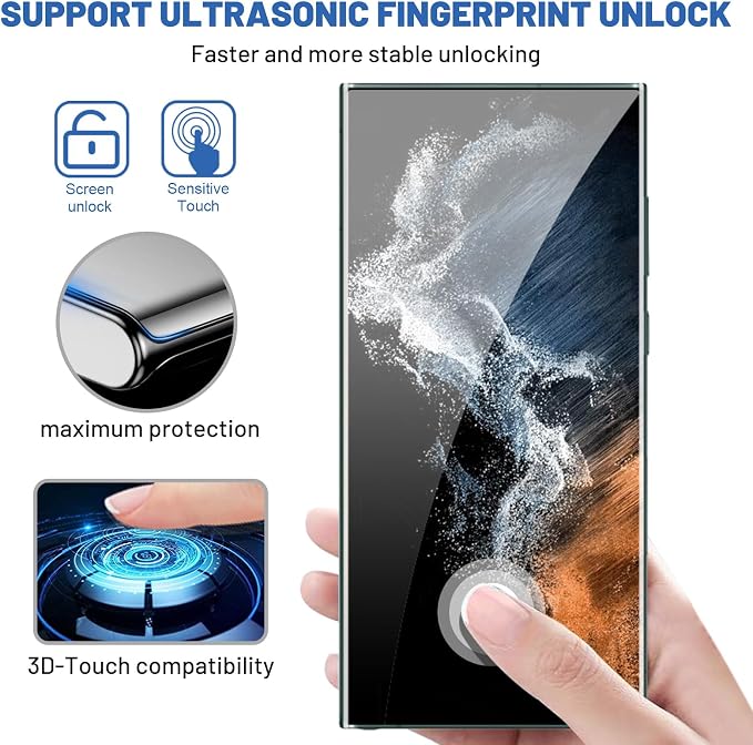 3 Pack Galaxy S22 Ultra Screen Protector, HD Clear Tempered Glass, Fingerprint - Image 4