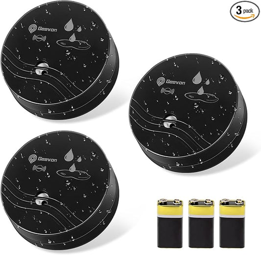 Geevon 3 Pack Water Leak Detectors, 100dB Water Sensor Alarms Flood Detector by GEEVON