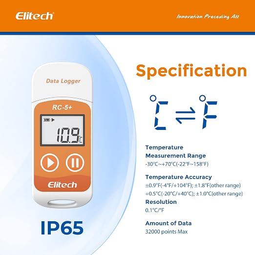 Elitech Default Fahrenheit RC-5+ Digital PDF USB Temperature Data Logger - Image 3