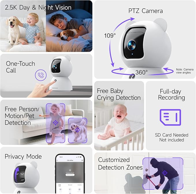 2.5K Pet Camera Indoor with Phone App, Dog/Cat Camera | 4MP Indoor Camera - Image 9