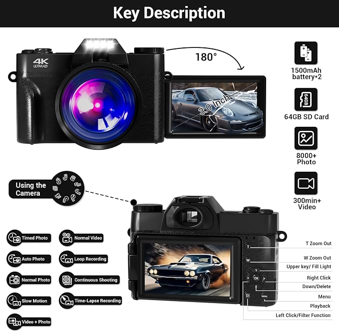 Camera Digital, 75MP WiFi 4K Vlogging Video Camera - Image 9