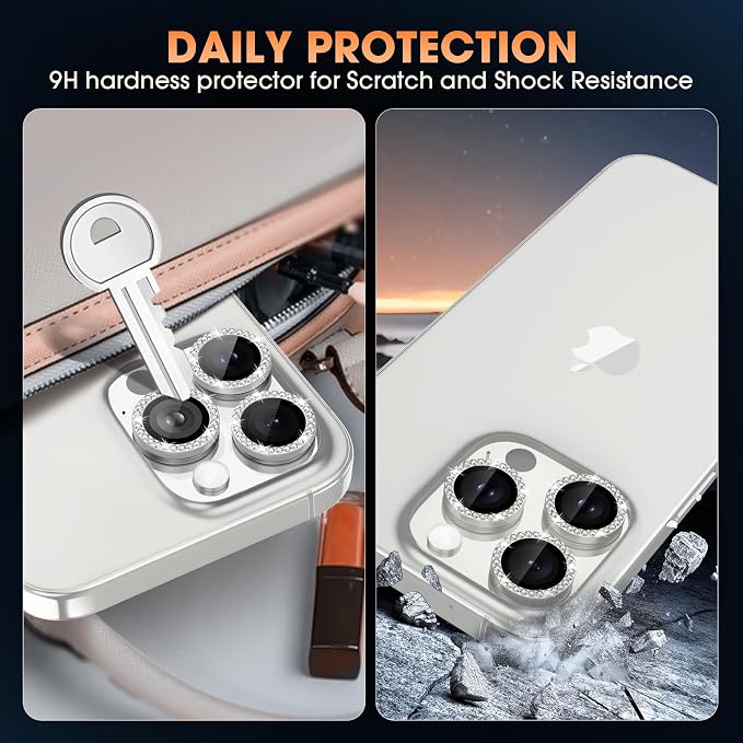for iPhone 16 Pro/16 Pro Max Camera Lens Protector Bling Individual Metal - Image 2