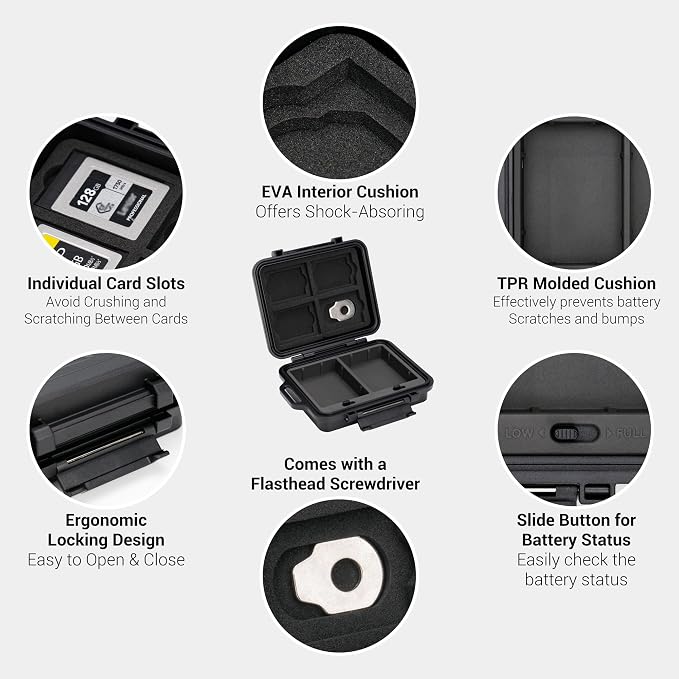 JJC Portable Camera Battery Memory Card Storage Case - Image 5