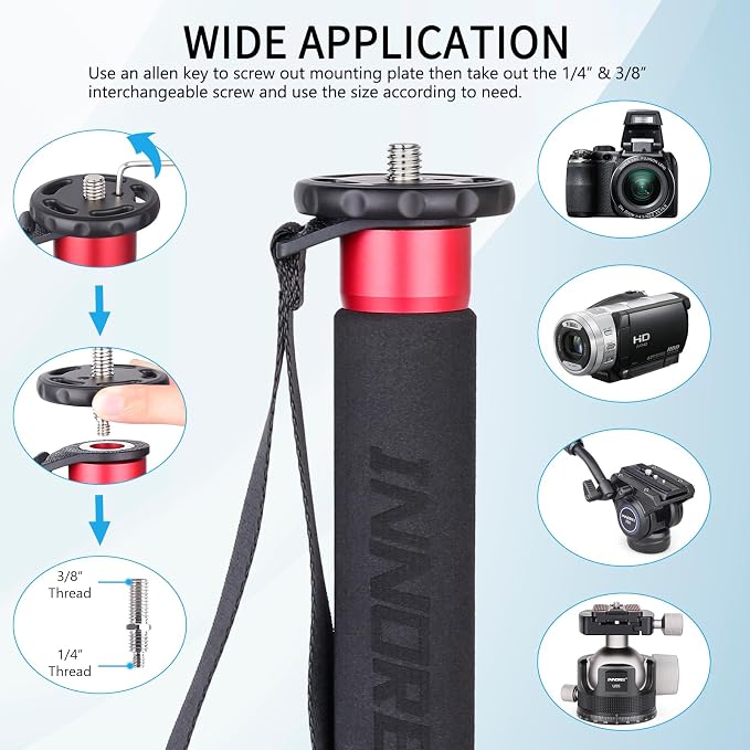 Camera Monopod INNOREL VM80C Carbon Fiber Portable Compact Lightweight Travel - Image 2