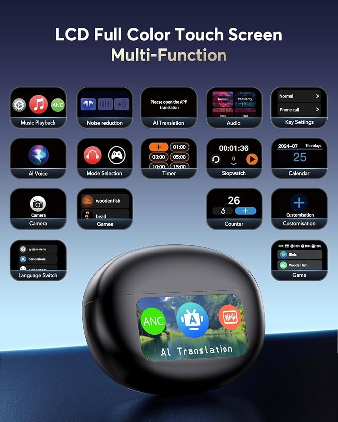 AI Translation Earbuds Real Time, 199 Language Translator Earbuds, 4 ANC Mic - Image 2