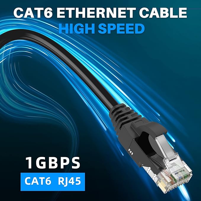 Adoreen Cat 6 Ethernet Cable 250 Ft-Black, Outdoor & Indoor Snagless Long Round - Image 5