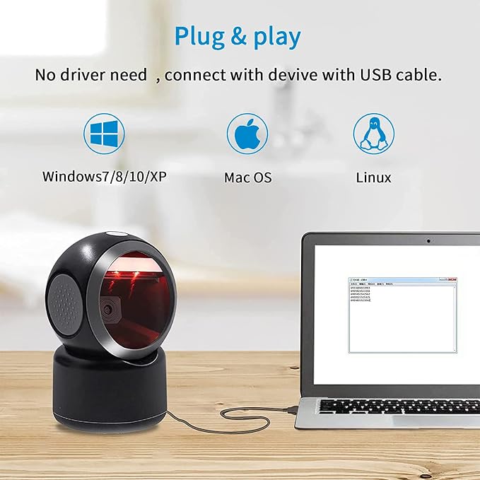 2D QR Hands-Free Barcode Scanner Omnidirectional Automatic Sensing Scanning USB - Image 4