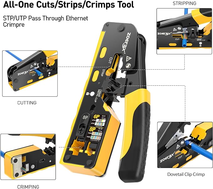 Cat7 RJ45 Crimping Tool, Ethernet Crimping Tool Kit - Image 3