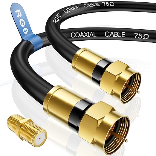 Nixsto RG6 Coaxial Cable, 3FT 6FT 10FT 15FT 25FT 50FT 100FT Coax Cable Cord by Nixsto