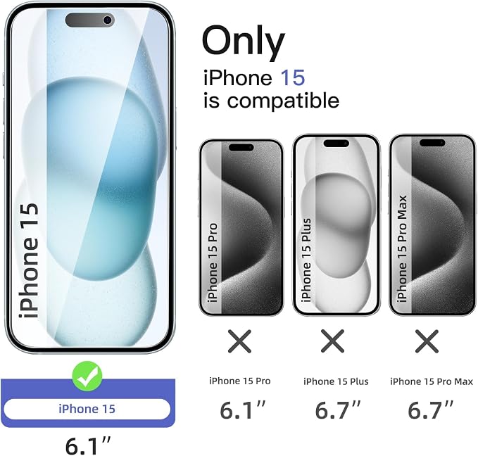 NEW'C 3x Privacy for iPhone 15 Screen Protector+ 3x Camera Lens Protector - Image 2