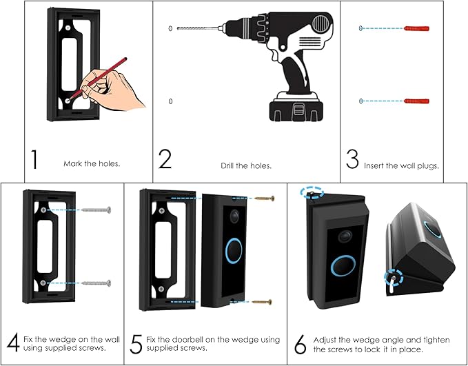 Adjustable 20 to 45 Degree Doorbell Angle Mount Compatible - Image 6