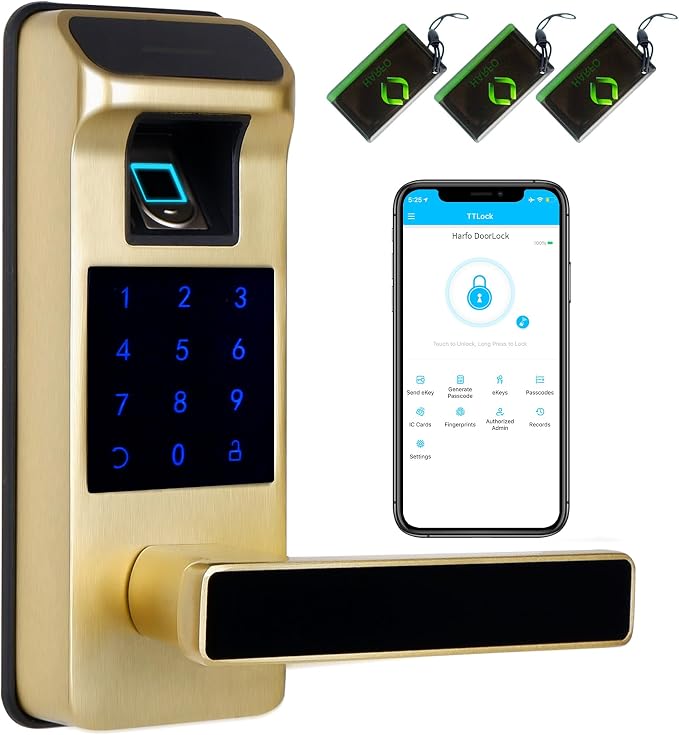 Smart Door Lock, Heavy Duty 5 in 1 Keyless Entry Door Lock, Full App Control by HARFO