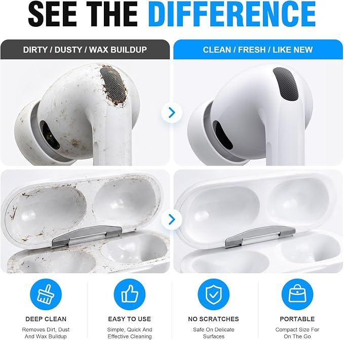 Hyashee Cleaner Kit for AirPods Pro 3/2/1, 3-in-1 Earbud Cleaning Pen - Image 2