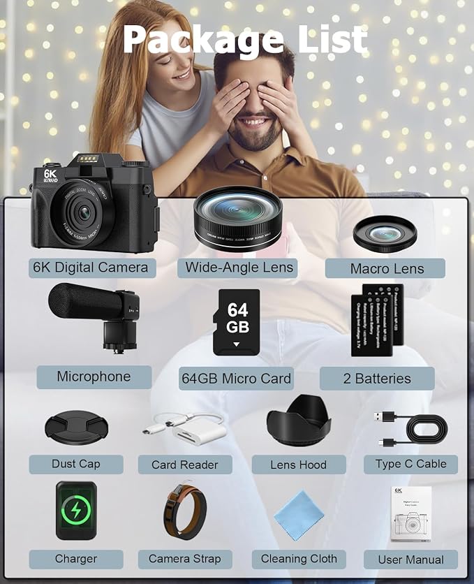 FLATIC Cameras for Photography, 6K 64MP Digital Camera - Image 9