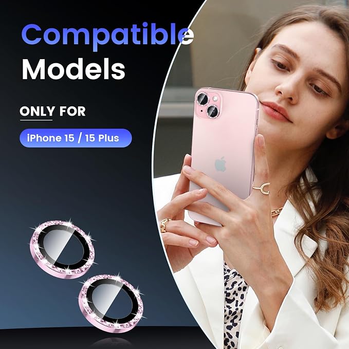 Tensea for iPhone 15 / iPhone 15 Plus Camera Lens Protector, 9H Tempered Glass - Image 2