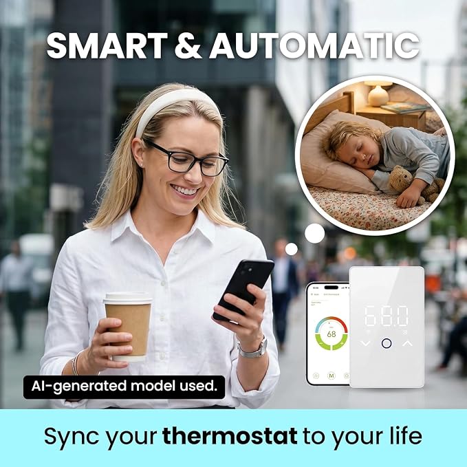 4PCS WiFi Thermostat for Electric Floor Heating Systems, Touchscreen LED Display - Image 8