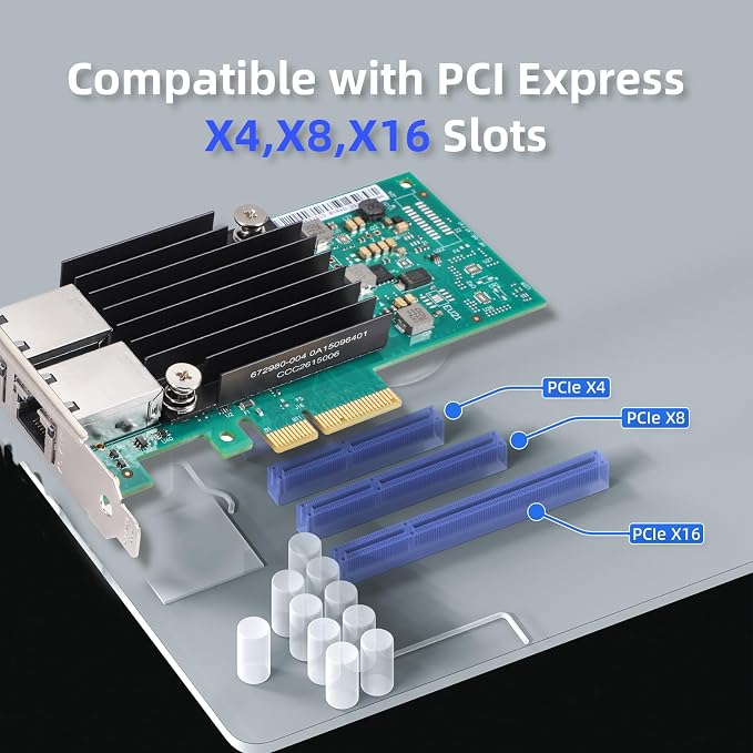 10Gb PCIe Network Card with Intel X550-T2 Chip, 10GBe Dual RJ45 Network Adapter - Image 4