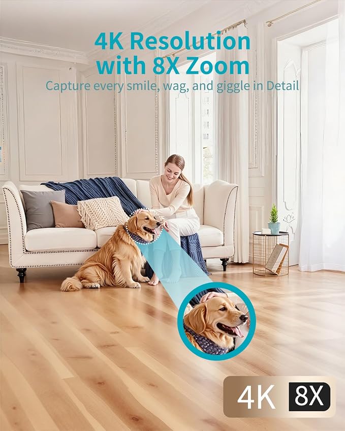 VIMTAG 4K 8MP Pan/Tilt Pet Camera Indoor - Image 2