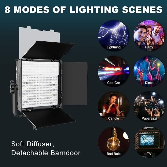 GVM 50RS RGB LED Video Light, 50W Video Lighting Kit - Image 4