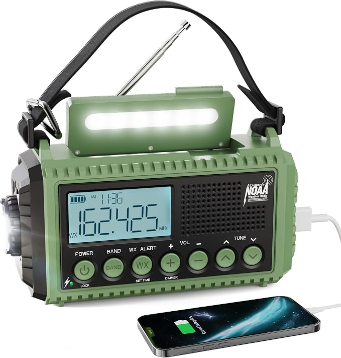 Raynic Emergency Radio, 12000mAh/44400mWh Battery Operated Weather Radio by Raynic