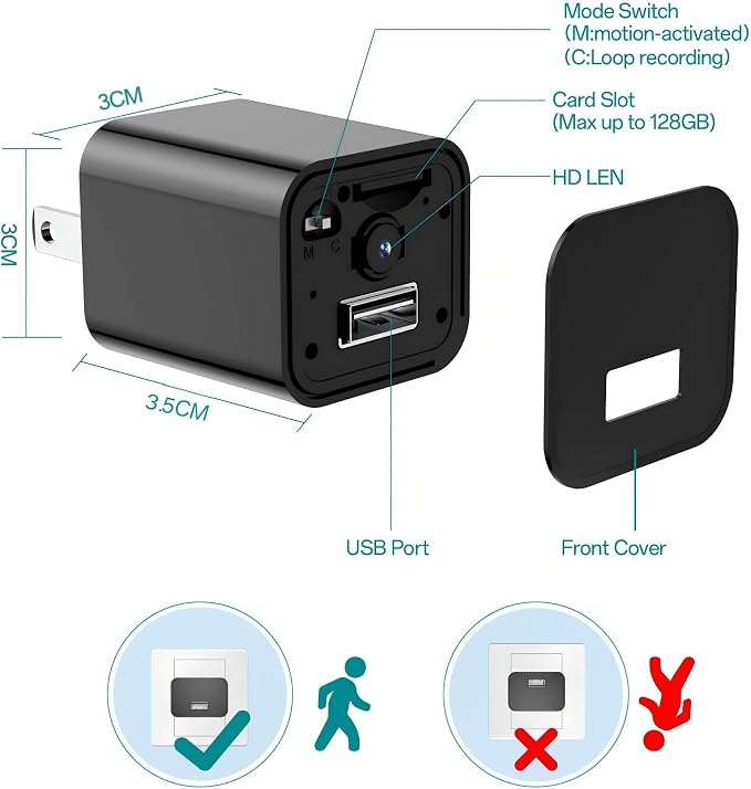 DUVIX Mini Camera with 64G Card 1080P Small Security Camera Charger with Motion - Image 6