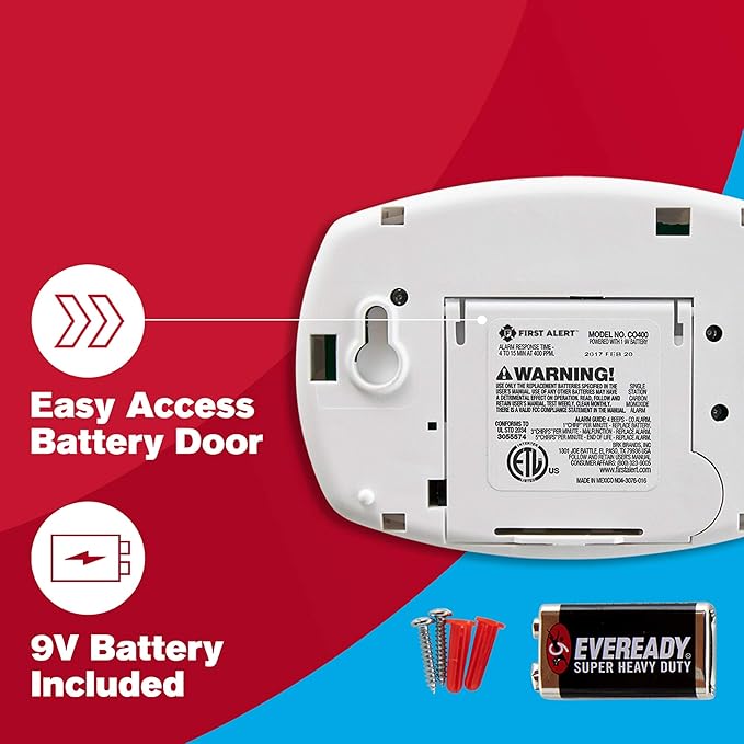 FIRST ALERT CO400-3 Carbon Monoxide Detector, Battery Operated - Image 3