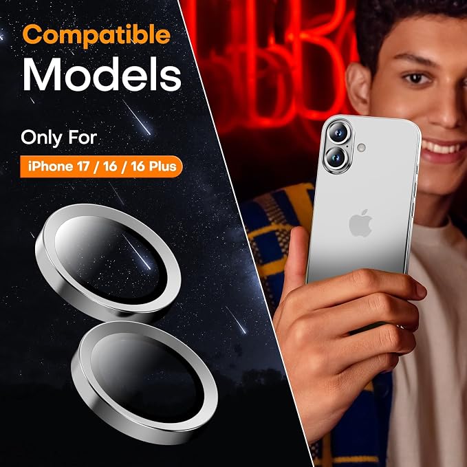 Camera Lens Protector for iPhone 17/16/16 Plus, Tempered Glass Metal Individual - Image 4