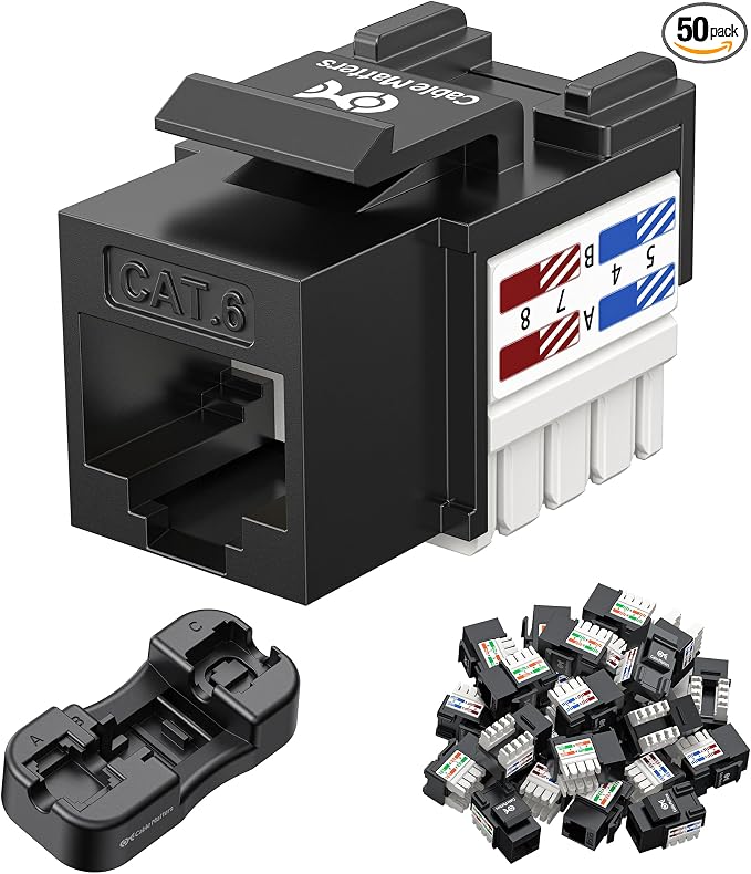 Cable Matters 50-Pack 10Gbps Cat6 Keystone Jacks, RJ45 Keystone Jack, Ethernet by CableMatters
