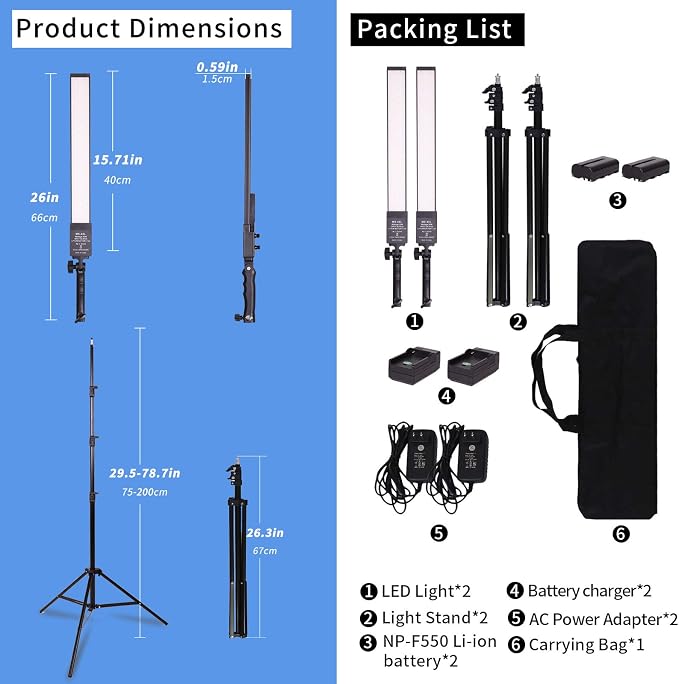 LED Video Light Battery Powered Photography Light Portable Handheld Wand - Image 3