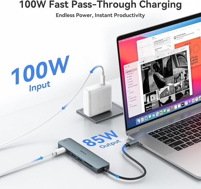 USB C Hub HDMI Adapter for MacBook Pro/Air, MOKiN 7 in 1 USB C Dongle - Image 4