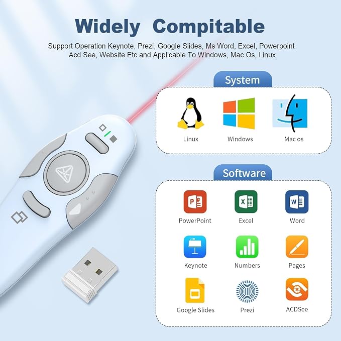 QUI Presentation Clicker Wireless Presenter Remote Clicker - Image 3