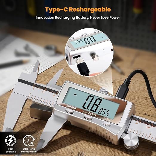 HARDELL Digital Caliper, Rechargeable Caliper Measuring Tool - Image 2