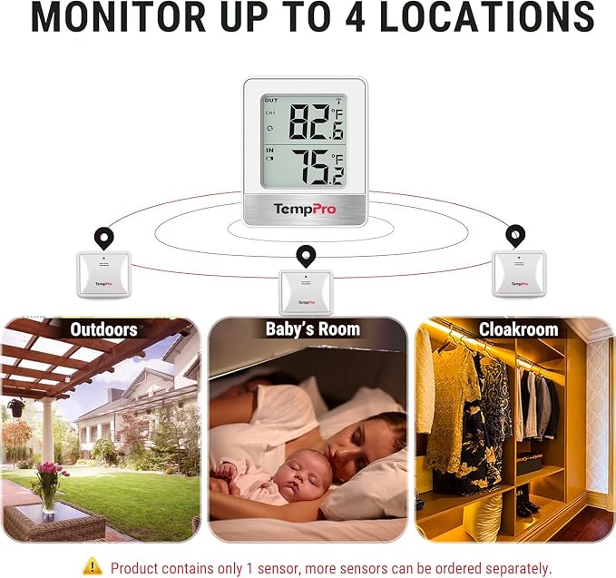 TempPro 500FT Indoor Outdoor Thermometer Wireless, Outdoor Thermometers - Image 6