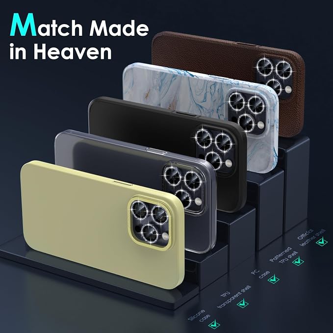 YWXTW Designed for iPhone 15 Pro/iPhone 15 Pro Max Camera Lens Protector Bling - Image 6