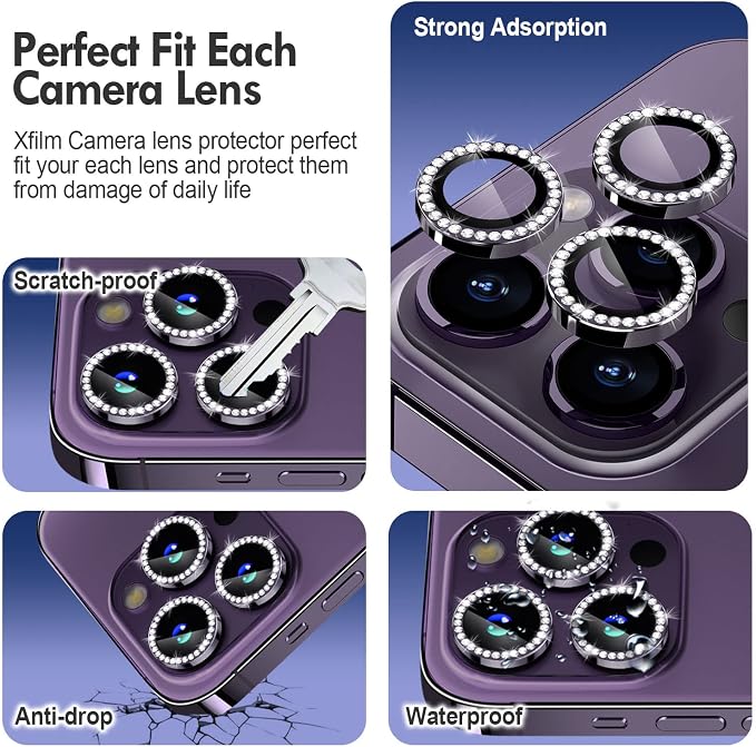 for iPhone 14 Pro/14 Pro Max Camera Lens Protector Bling, 9H Hardness - Image 3