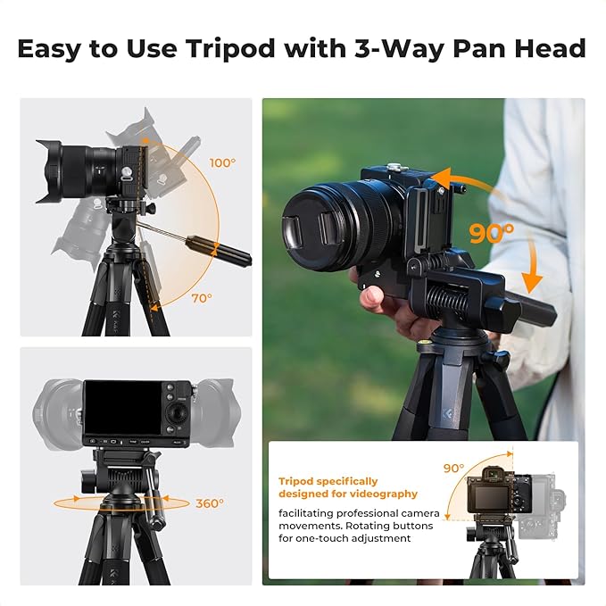 K&F CONCEPT Camera Tripod, Cellphone Clip - Image 7