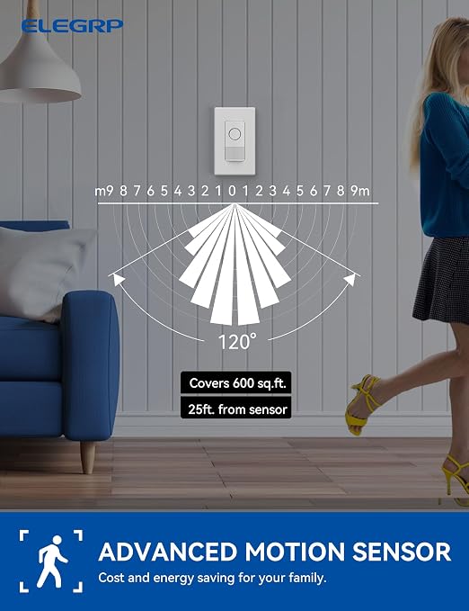 ELEGRP Smart Motion Sensor Switch, 2.4GHz Wi-Fi 3 Way Light Switch Compatible - Image 5