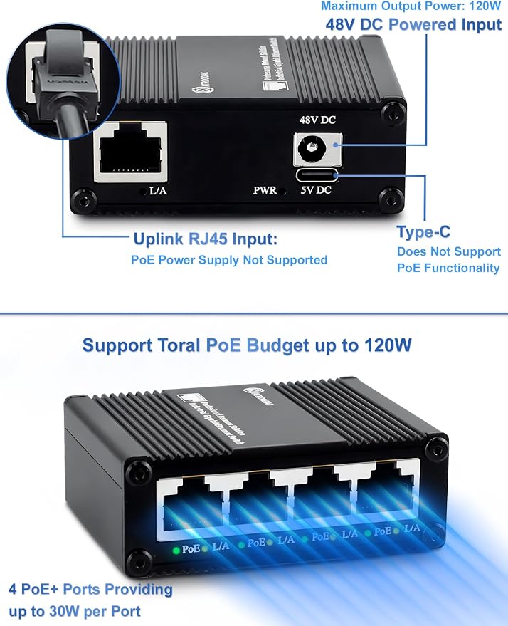 5 Ports Gigabit PoE+ Mini Ethernet Switch - Image 5