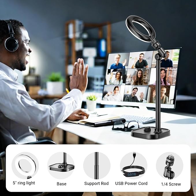 Ring Light for Desk, Portable Streaming Lights for Video Recording, 5’’ Halo - Image 3