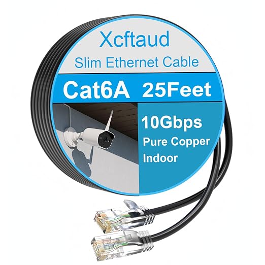 Cat 6 Patch Cable 25 feet, Slim Cat6a Ethernet Cable 10Gbps 550Mhz, UTP Pure by Unknown